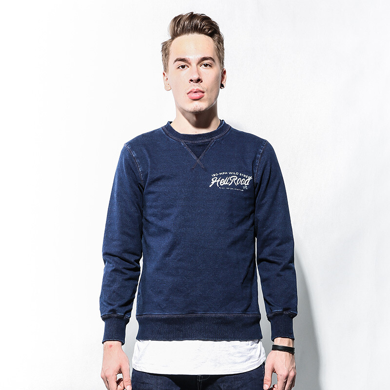 JOKESTER潮牌 原创设计秋纯色字母印花套头休闲男款卫衣