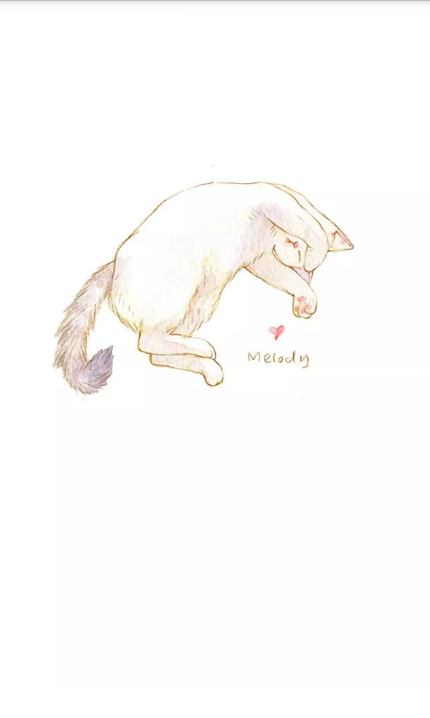 高清壁纸猫手绘猫小清新头像彩笔画白猫