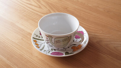 现货日本zakka 作家设计 北欧可爱大鸟 花园系列咖啡杯 红茶杯