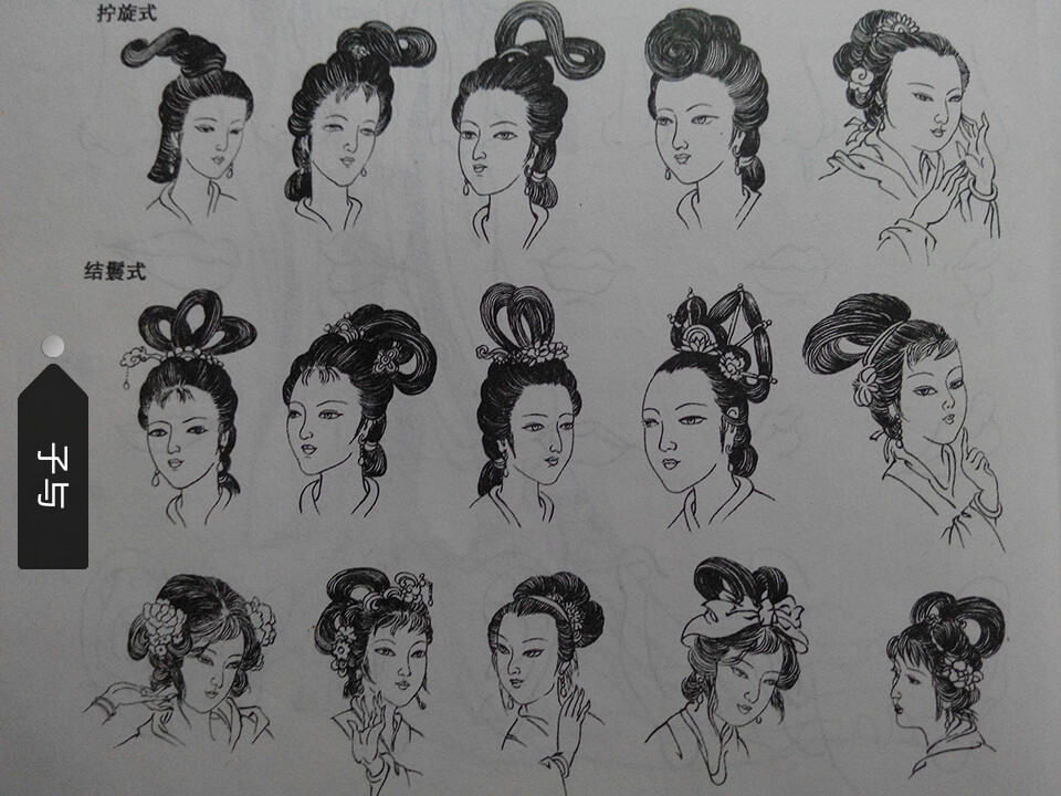 的发髻造型非常丰富,尤其在汉,唐时期,发型的装饰变化更为精致而艳丽