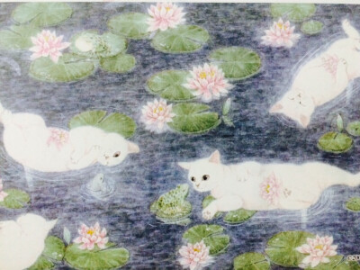 日本插画师 莫莉蓟野 可爱的猫猫