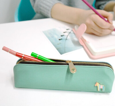 韩国DONBOOK小马糖果色合成皮革大容量笔袋Pony pencil pouch