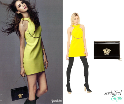 Versace: Cutout Silk Crepe Dress @ luisaviaroma.com $2,362 Palazzo Patent Clutch @ uk.versace.com £530