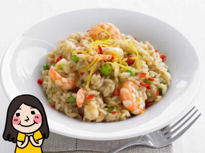 Lemony prawn and pea risotto