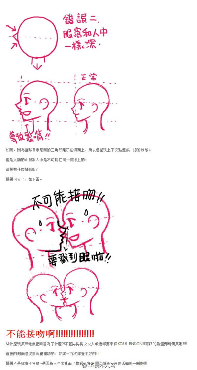 #绘画教程#台湾漫画家陈汉玲关于漫画人物侧面绘制的方法。(ღ♡‿♡ღ)正好侧脸不会画，收藏～(￣▽￣～)~