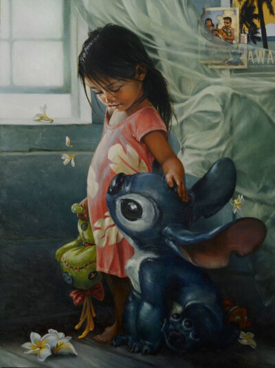 国外一位艺术家创作的油画风的迪士尼人物——史迪仔