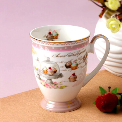 英式下午茶杯子高档骨瓷茶具蕾丝马克杯咖啡杯欧式红茶高脚水杯