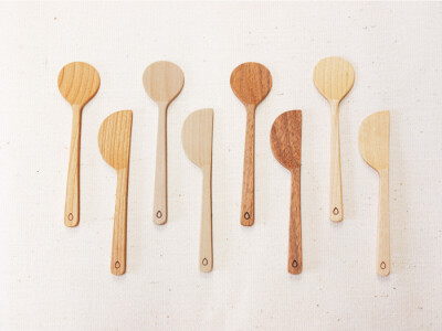 日本进口 OAK VILLAGE手工实木刀勺组合 四种木材