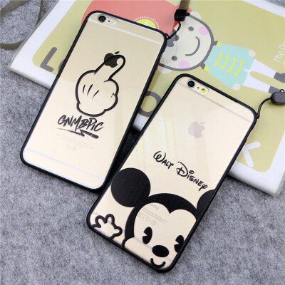 日韩米老鼠iphone6手机壳 苹果6plus硅胶套4.7防摔挂绳卡通保护套