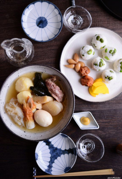 A traditional meal at a restaurant in Japan.