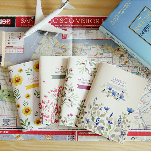 韩国full旅行记事本日记本随身手绘地图本 2本装 附书套 贴纸