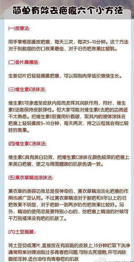 简单去疤痕的六个小方法。