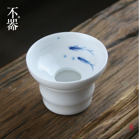 不器家青瓷茶具 手绘青花茶漏茶滤 .流泉