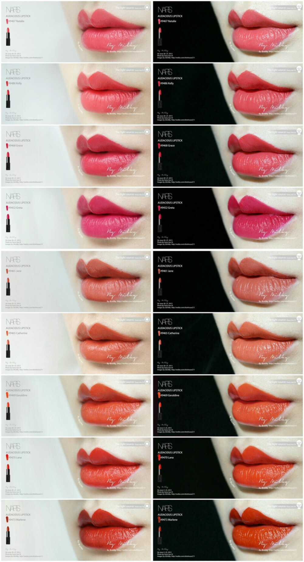 @Milky唇膏试色 新浪微博 NARS 2014 Audacious Lipstick 全40色试色①④