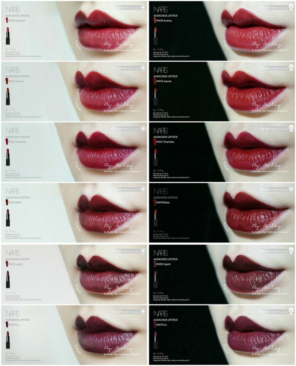 @Milky唇膏试色 新浪微博 NARS 2014 Audacious Lipstick 全40色试色①⑦