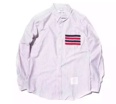 THOM BROWNE 2015 双色织带 简约竖纹 衬衫 尺码M L XL