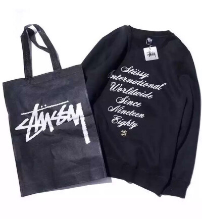 STUSSY 2015SS 复古英文字体印花 烫金刺绣贴标logo 卫衣 尺码S M L XL 情侣款