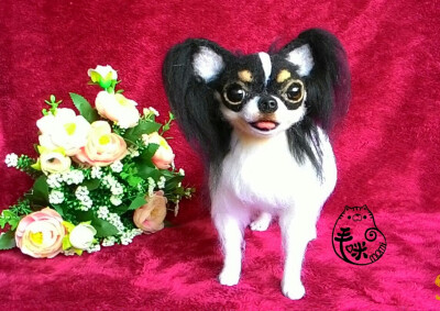 毛咪momi~羊毛氈寵物擬真Chihuahua 20cm