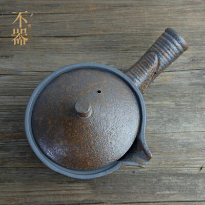 不器家 日式粗陶茶具 仿古侧把茶壶.一勺古意 清库