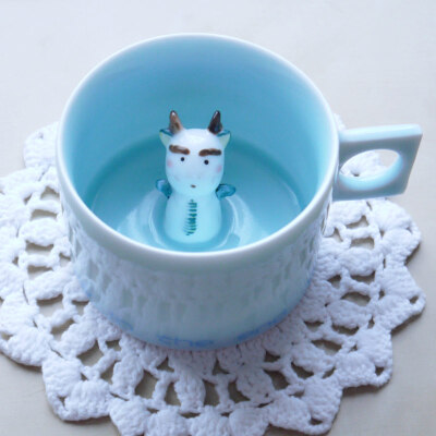 三浅陶瓷原创萌货小龙 创意礼品 咖啡杯生日礼物 景德镇瓷器