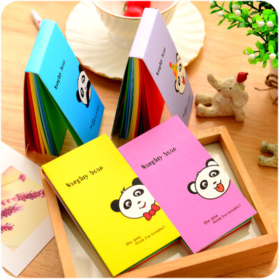 韩国创意文具笔记本便携 可爱卡通小熊猫彩页便签本 迷你留言本子