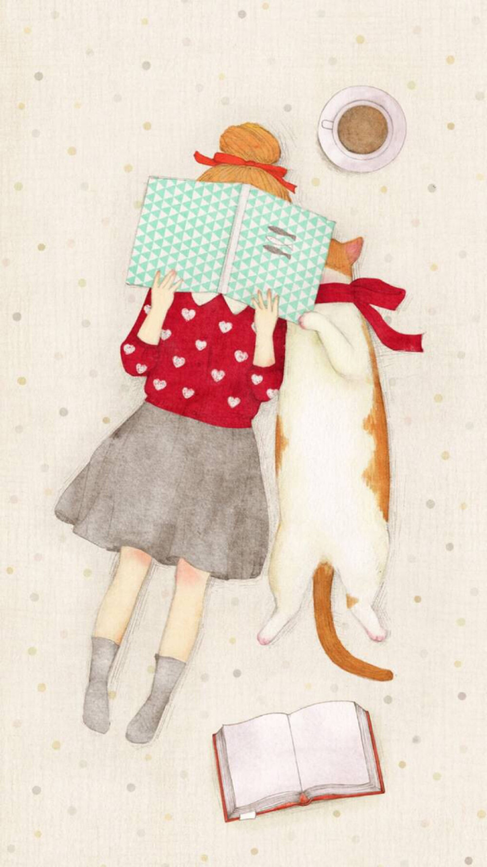手机壁纸 女孩和猫