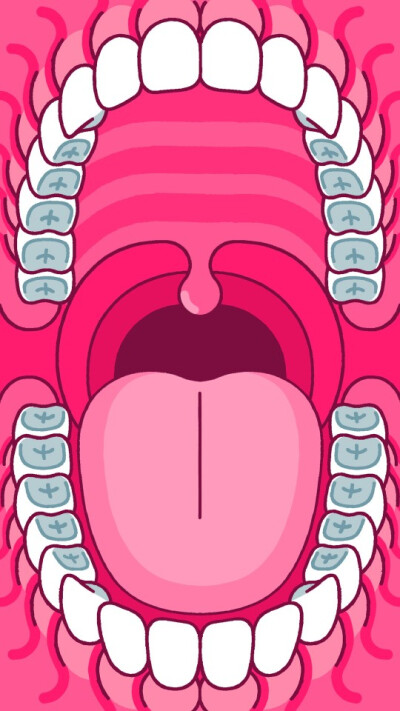 plus壁纸,黑白，线条，插画，绘画，口腔，粉色