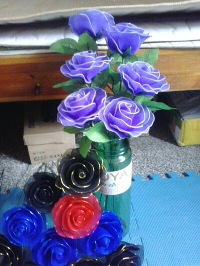 各种颜色的玫瑰花，貌似偏爱紫色的