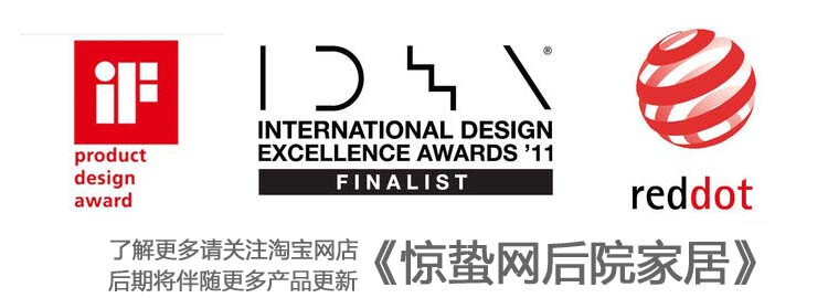  现代设计不乏优秀作品，在产品设计和家具设计界都有专门的奖项鼓励更多的创意设计者前行，比如(附三奖项LOGO）： “iF”奖，创立于1953年，该奖是由德国历史最悠久的工业设计机构--汉诺威工业设计论坛(iF Industrie Forum Design)每年定期举办的。德国IF国际设计论坛每年评选iF设计奖，它以“独立、严谨、可靠”的评奖理念闻名于世，旨在提升大众对于设计的认知，其最具分量的金奖素有“产品设计界的奥斯卡奖”之称。 奔驰、宝马、IBM、LG、三星、索尼、华硕等国际巨头齐聚iF，并展示最新的设计产品。