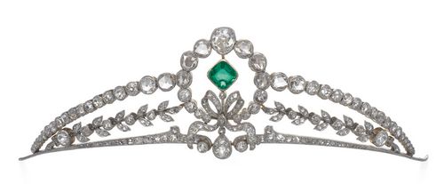 祖母绿和钻石头饰，巴登王室c.1910