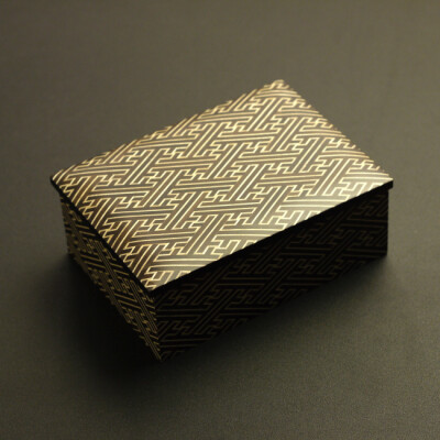 日本传统工艺 寄木细工 手工制日式高级5寸首饰盒珠宝盒附镜 纱绫