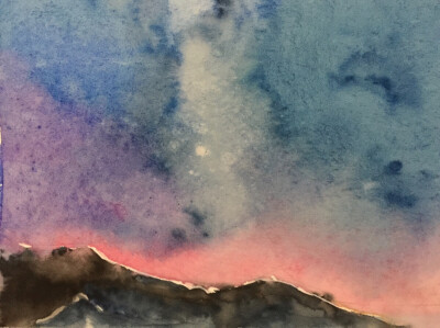 水彩 初次尝试画星空…