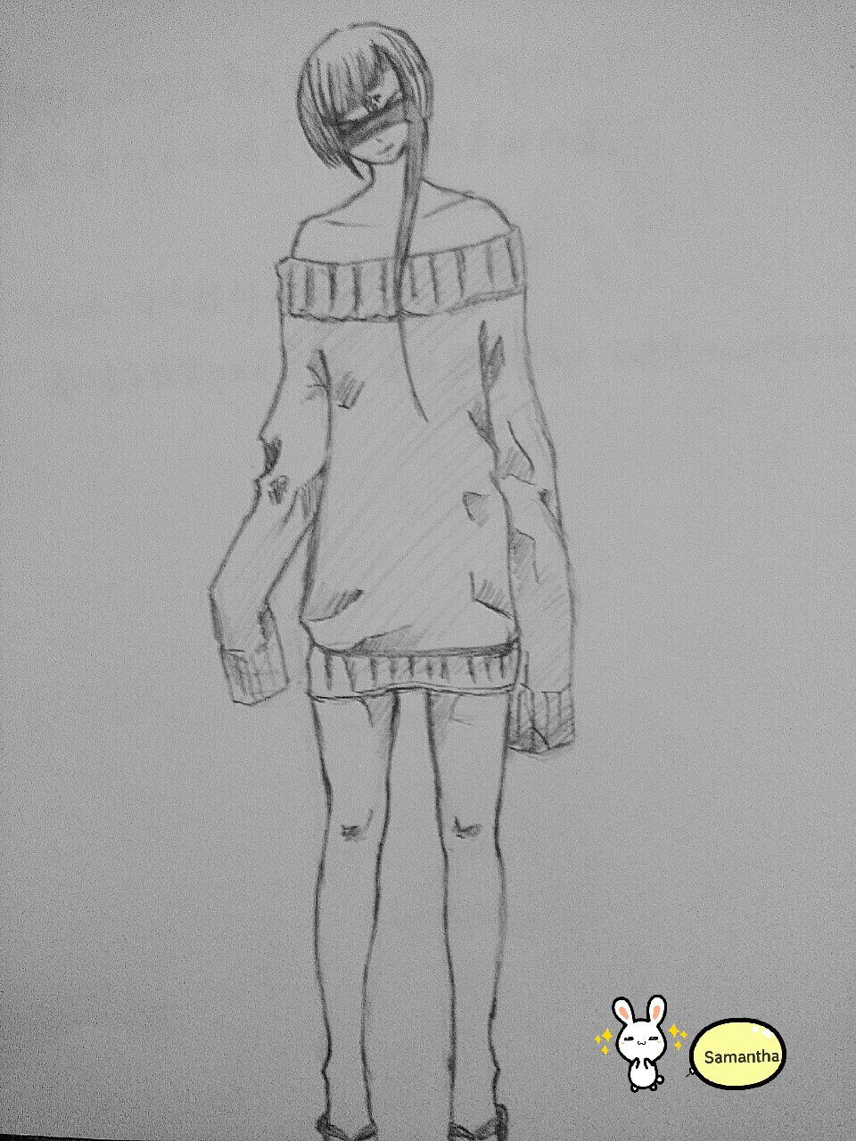 素描，铅笔画，卡通动漫，Samantha.