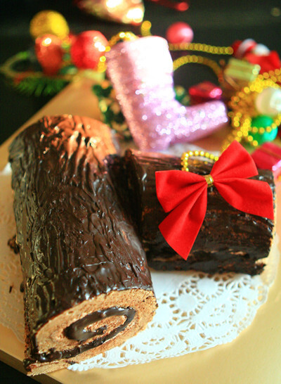 圣诞树桩蛋糕卷