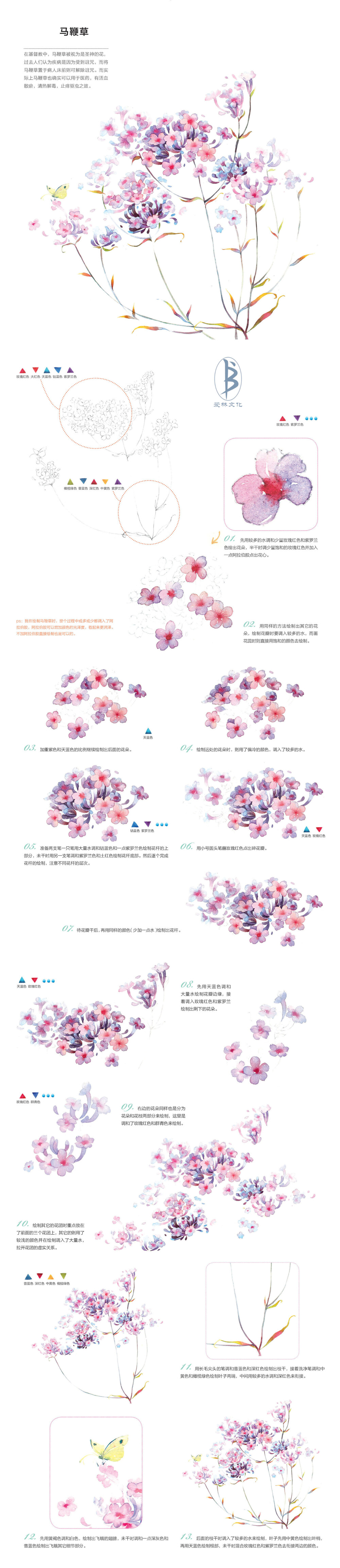本案例摘自人民邮电出版社出版、爱林文化主编的《浪漫水彩课——柔美花姿手绘技法》--爱林文化制作