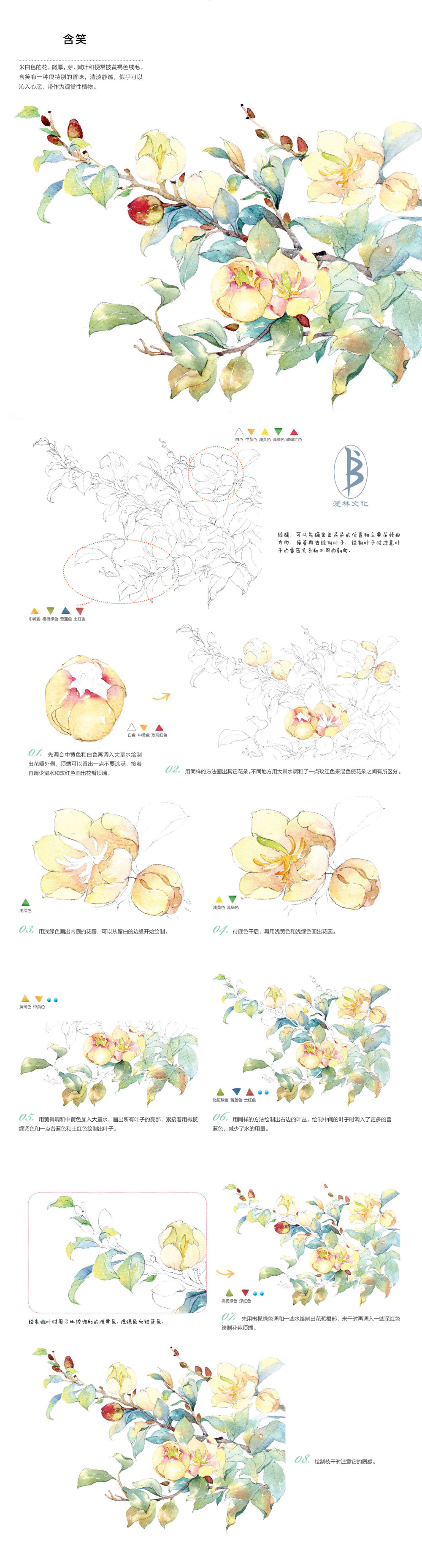 本案例摘自人民邮电出版社出版、爱林文化主编的《浪漫水彩课——柔美花姿手绘技法》--爱林文化制作