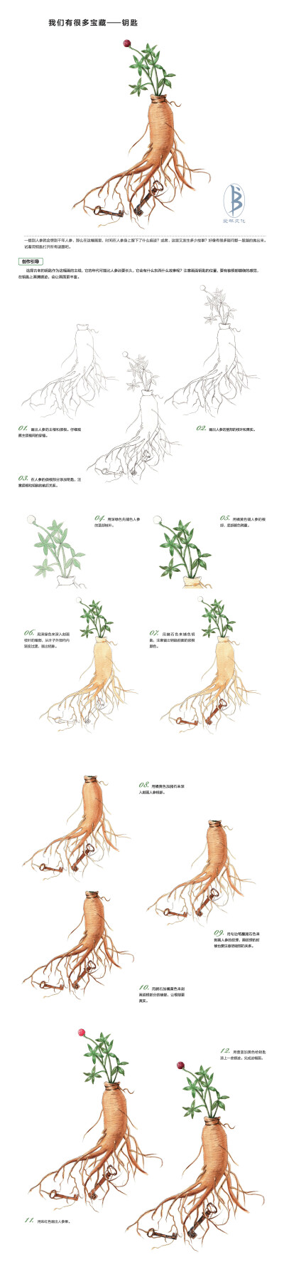 本案例摘自人民邮电出版社出版、爱林文化主编的《浪漫水彩课——创意植物手绘技法》--爱林文化制作
