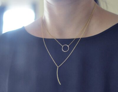 欧美原创设计 极简主义 | 经典百搭项链 14k包金纯银项链 弧娇