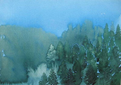 波光潋滟，一片湖光山色在纸上晕开。| 塞尔维亚艺术家Endre Penovác