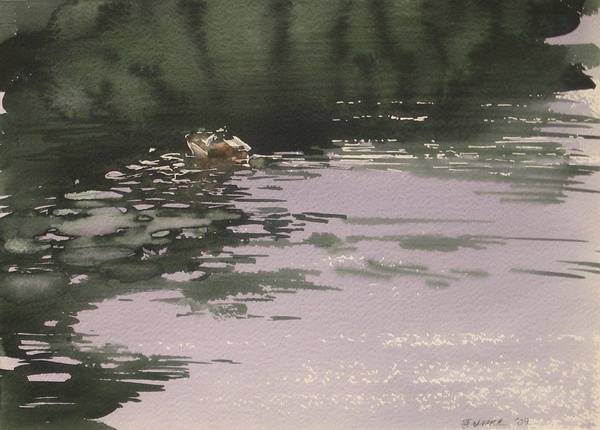 波光潋滟，一片湖光山色在纸上晕开。| 塞尔维亚艺术家Endre Penovác