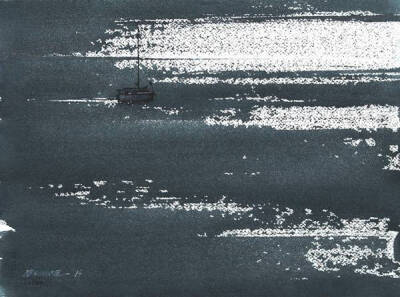 波光潋滟，一片湖光山色在纸上晕开。| 塞尔维亚艺术家Endre Penovác