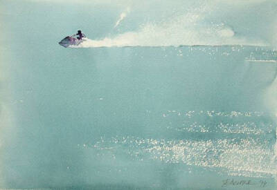 波光潋滟，一片湖光山色在纸上晕开。| 塞尔维亚艺术家Endre Penovác