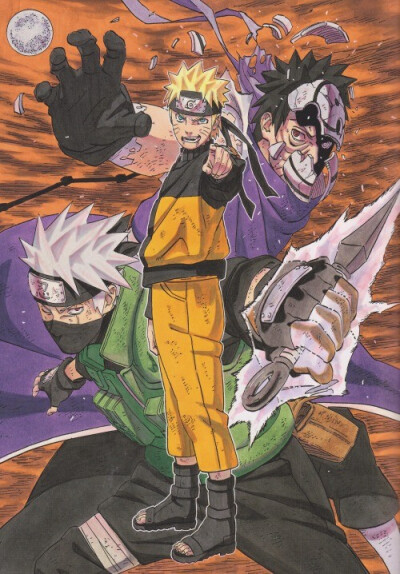 NARUTO -ナルト- 《火影忍者》 原画 #岸本齐史# 漩涡鸣人 宇智波带土 旗木卡卡西