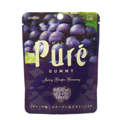 日本零食 甘乐kanro pure果肉果汁咀嚼弹力软糖糖 提子果汁味56g