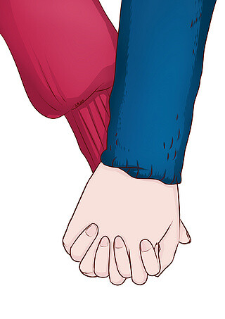 执子之手与子偕老插画手绘情侣头像