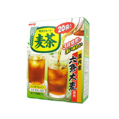 日本进口明治meiji三段煎焙麦茶大麦茶麦茶袋泡茶 20袋入