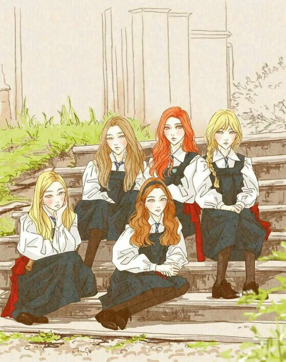 Red Velvet Ice cream cake 手绘 漫画