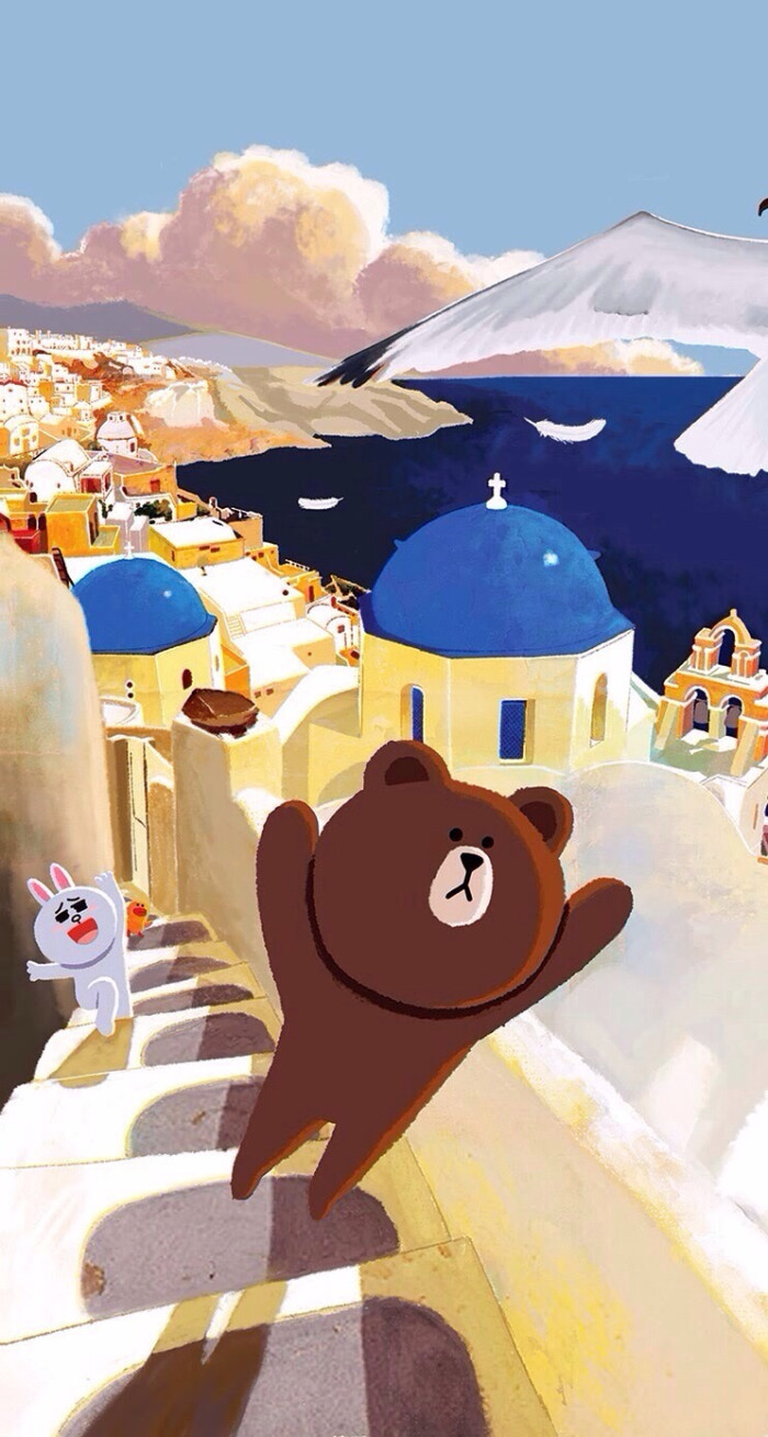 Line 布朗熊与可妮兔高清iphone6壁纸手机壁纸锁屏壁纸聊天背景简单卡通 堆糖 美图壁纸兴趣社区