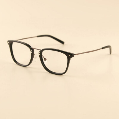 日本复古金属板材金属方眼镜框 可配近视眼镜架黑潮男女款细腿