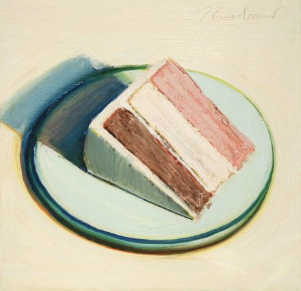 手绘甜点( •̀∀•́ )伟恩·第伯﹙Wayne Thiebaud）出生于1920年，是一位来自美国亚利桑那州梅莎（Mesa）市的波普艺术画家。他曾在纽约和好莱坞做卡通画家及广告设计师多达十年以上。他最出名的作品是1961年的“派、派、派”﹙Pies, Pies, Pies﹚和1963年的“蛋糕”﹙Cakes﹚。